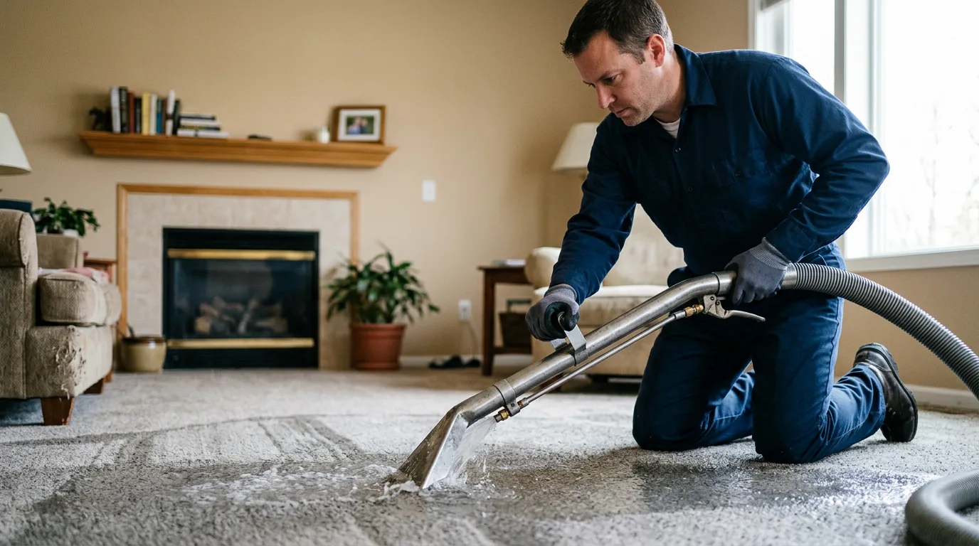 Water damage restoration technician working near English, IN